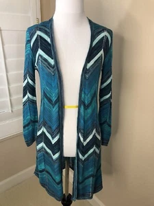 Girl's XHILARATION Brand Green Multicolor Chevron Knit Cardigan Size Large - Picture 1 of 12