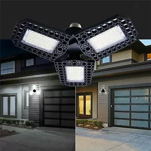 80W 8000LM Deformable LED Garage Light Super Bright Shop Ceiling Lights Bulb US - Picture 1 of 13