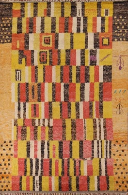 Alfombra oriental marroquí de felpa 9x13 alfombra de lana anudada a mano con patrón geométrico Foto 1 de 4