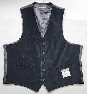 NUEVO CON ETIQUETAS Madison Ajuste Moderno 5 Botones Negro Terciopelo XL Chaleco Cintura Abrigo Gótico Boda Foto 1 de 4