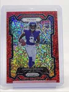 JORDAN ADDISON 2023 PRIZM ROOKIE RED SPARKLE PRIZM SP VIKINGS RC Q2919 - Picture 1 of 2