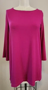 EILEEN FISHER  SHIRTDRESS 3/4" SLEEVE WINE STRETCH FAIRY USA  XS TP - Picture 1 of 13