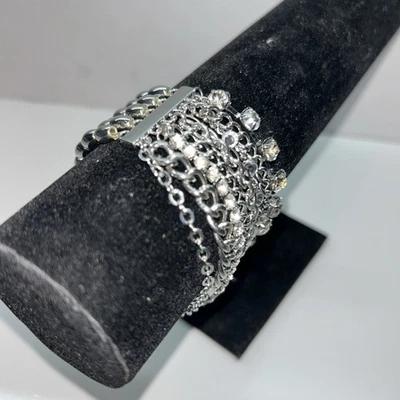 PULSERA CHICOS PLATA CRISTALES ELÁSTICOS Foto 1 de 4