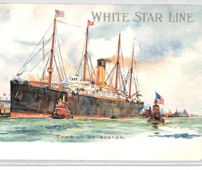GB MARITIME Art Postcard WHITE STAR LINE *CYMRIC* Unused {samwells-covers}PF75 - Image 1 of 4