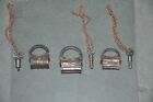 3 Pc Vintage Iron Handcrafted Strip System Different Padlocks
