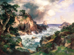 Impresión artística giclee Point Lobos, Monterey, California por Thomas Moran envío gratuito - Imagen 1 de 3