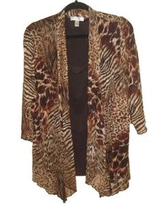 Dressbarn Gr. 22/24 passt wie ein 18 Top schwarz Cami befestigt offen Leopard Jacke - Bild 1 von 13