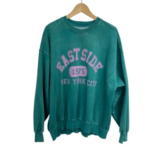 Oversized Casual Lounge East Side New York Green Crewneck Sweatshirt, Xl - Picture 1 of 7