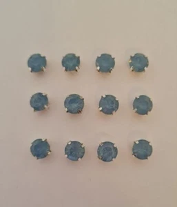 12 small square blue and silver buttons 5 mm - Picture 1 of 1