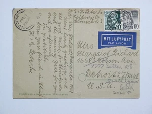 Französische Zone Baden 25 + 33 auf Luftpostkarte Freiburg 1948 in die USA - Bild 1 von 2