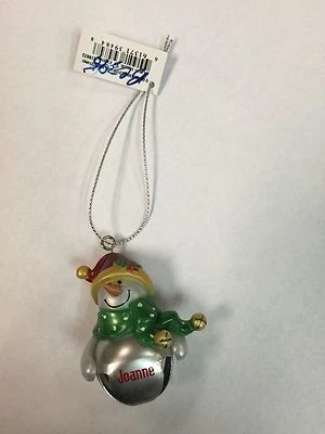 Ganz Snowman Silver Bells Ornament- "M-R" Names - Image 1 of 2