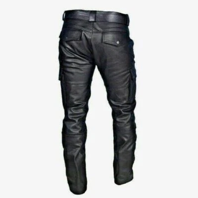 Pantalones de motociclista ajustados de cuero PU Punk para hombre S-5XL Foto 1 de 4