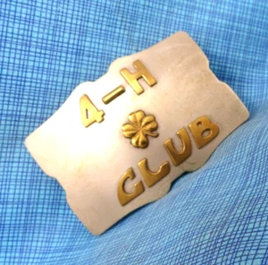 4H Club Belt Buckle Livestock Agri Nickel Silver Vtg 70s 80s Rockmount .NOX932 - Picture 1 of 10