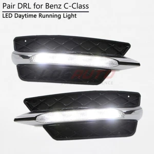 For Mercedes-Benz C-Class W204 AMG 12-14 LED DRL Daytime Running Light Fog Lamp - Picture 1 of 9