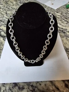 Estate Judith Ripka Rolo Sterling Silver Necklace 18" Heavy! - Picture 1 of 5
