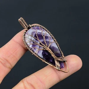 Baum der Liebe Amethyst Spitze Achat Edelstein Kupfer Draht Anhänger Schmuck - Bild 1 von 6
