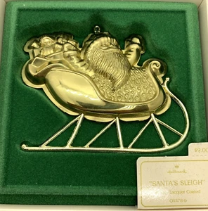 1982 Hallmark Ornament Santa's Sleigh Brass - Picture 1 of 7