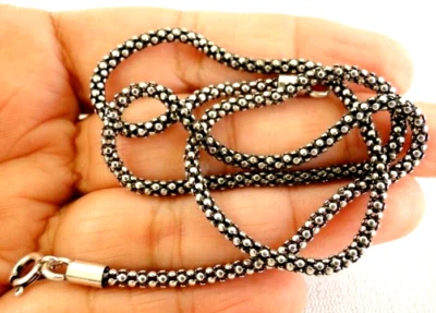 Balinese Oxidized 16" 925 Popcorn Sterling Silver Chain Necklace Foto 1 de 2