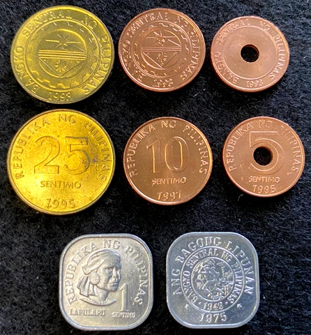 Philippines 4 Coins Set 1 Sentimo, 5, 10, 25 Centimos UNC World Coins Cover