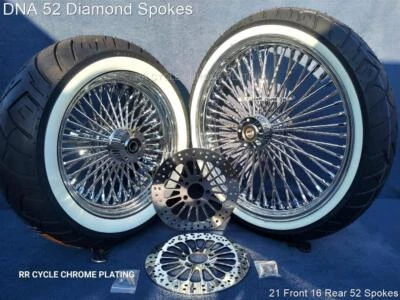 Ruedas de radios DNA Mammoth 52 Diamond neumático de 2 rotores Harley Touring 09-23 Road King Foto 1 de 4