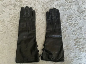 woman's Etro black leather gloves size 7 - Picture 1 of 7