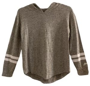 Justice Girls Top Gray Size 10 Pullover Hood Long Sleeves Super Soft Logo - Picture 1 of 12