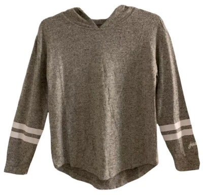 Justice Girls Top Gray Size 10 Pullover Hood Long Sleeves Super Soft Logo - Image 1 of 4