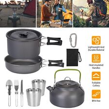 12Pcs Camping Cookware Set Camping Survival Stove Pot Pans Kit Portable Mess Kit