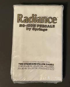 Vintage Radiance 2 White Standard Pillowcases No-Iron Percale NOS - Picture 1 of 3