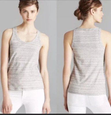 Camiseta sin mangas THEORY gris jaspeado combo cuello redondo algodón talla pequeña  Foto 1 de 4