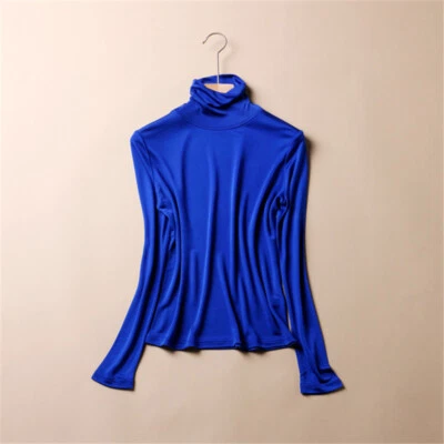 Camiseta interior de mujer 100 % seda morera cuello alto manga larga tejida China Foto 1 de 4