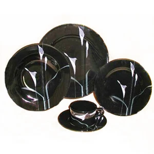 MIKASA OPUS BLACK 5 Piece Place Setting made in Japan FK701 NEW NEVER USED - Picture 1 of 4