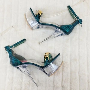 Tacones altos Voltaire verde brillante plataforma transparente trasera cerrada - Imagen 1 de 12