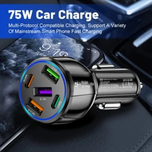 Universal 75W Car Charger with PD30W Type C and Standard USB Port for Vehicles - Bild 1 von 10