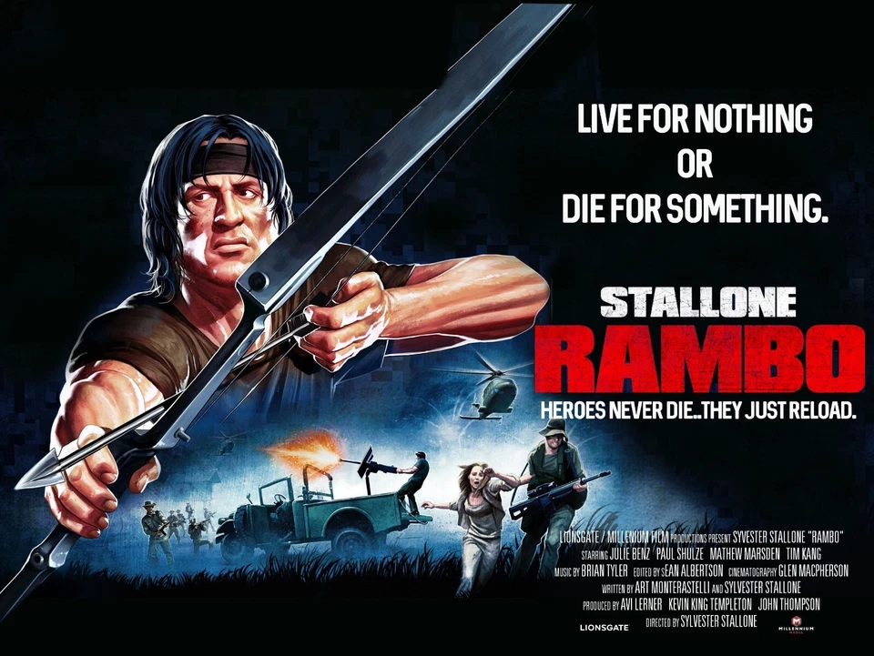 JOHN RAMBO : FIRST BLOOD PART 4 2008 Quad poster print 30x40" Stallone FREE P&P - Bild 1 von 1