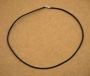 Collar de cuero genuino de 2 mm 16""/18"" con broche de plata esterlina 925 A2545 - Imagen 1 de 3
