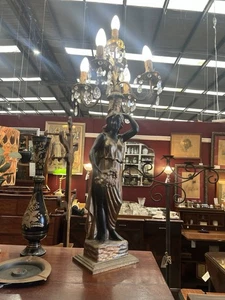Lámpara antigua antigua de diosa alta/figual Blackamoor - 5 bombillas - Imagen 1 de 10