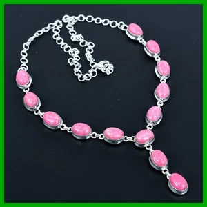Halloween Deal 925 Silver Oval Natural Thulite Chain Anniversary Gift Necklace - Picture 1 of 11