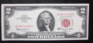 1963 A $2 TWO DOLLARS Red Seal Legal Tender NOTE HIGH GRADE XF/AUNC US Banknote - Picture 1 of 2