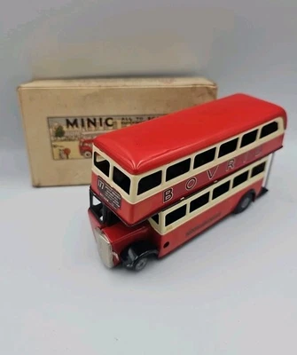 Vintage Tri-ang Minic Miniature Clockwork DD Bus w/ Original Box Not Working - Image 1 of 4