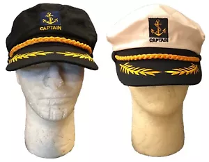 Cappello da capitano marinaio 100% cotone yacht barca abito festa costume cappello berretto - Foto 1 di 7