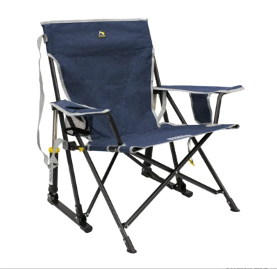 GCI Outdoor Kickback Rocker Foldable Rocking Camp Chair, Heathered Indigo