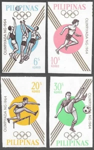 Philippines 1965 Tokyo Summer Olympic Games IMPERF - set of 4 x stamps - MNH - Picture 1 of 2