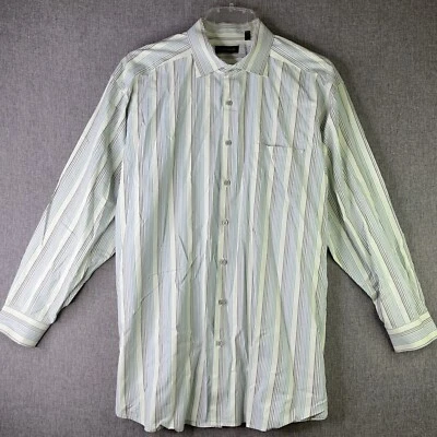Camisa de vestir Joseph Abboud para hombre 3XB verde a rayas abotonadas MS69 Foto 1 de 4