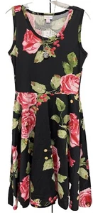 Nuevo con etiquetas Vestido Nikki Sin Mangas Tejido Floral Flor Rosa GRANDE Negro LuLaRoe Pequeño - Imagen 1 de 10