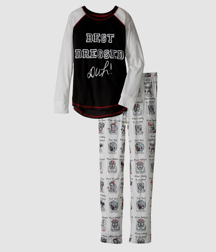 $48 PJ Salvage Big Kid's Girl's White Year Book Dog Pajama Set Sleepwear Size 4 - Image 1 of 1
