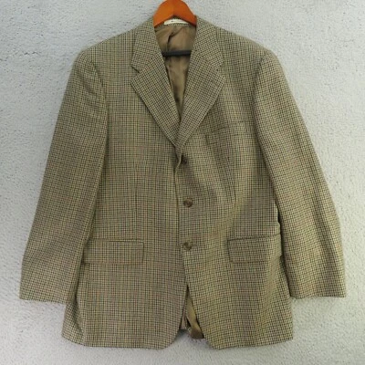 Lauren Ralph Lauren Blazer Sport Jacket Coat Men 42L Brown Houndstooth Wool - Image 1 of 4