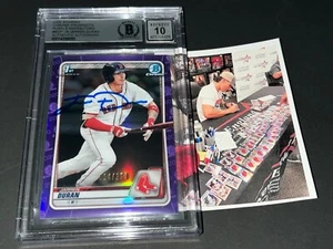 Jarren Duran Red Sox SIGNED 2020 1st BOWMAN Purple Refractor BAS Auto 10 - Picture 1 of 1