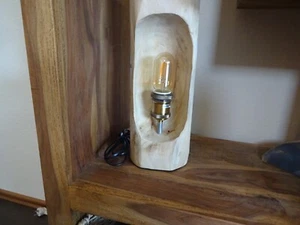 Tischlampe Tischleuchte Stehlampe Teakholzstamm - Bild 1 von 3