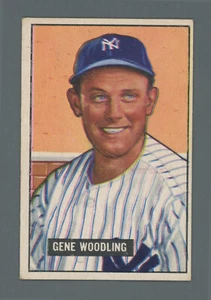 1951 Bowman #219 Gene Woodling New York Yankees Rookie Baseball Card EX wrk trc - Picture 1 of 2